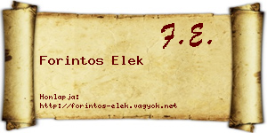 Forintos Elek névjegykártya
